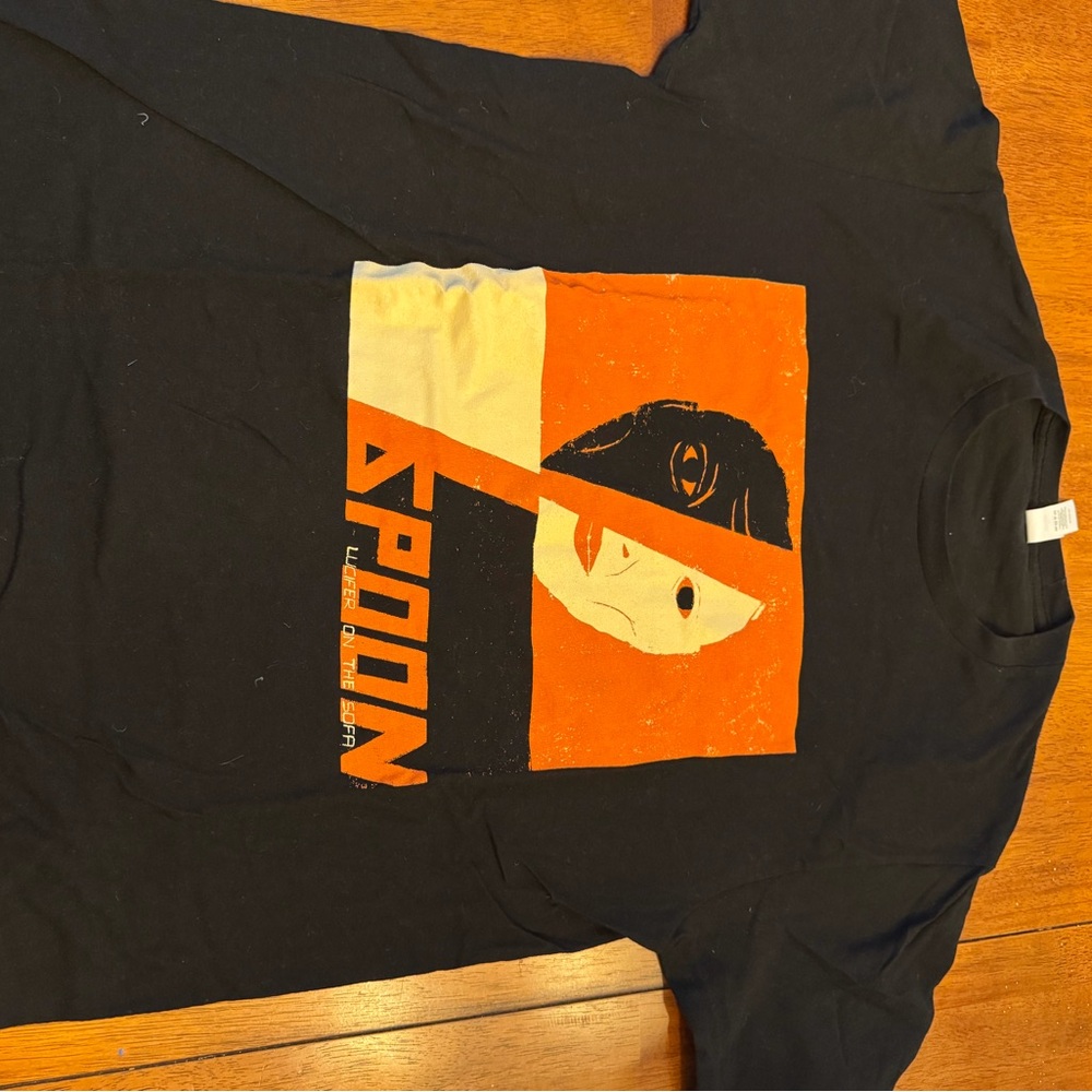 Black Graphic Tee with Orange & Cream Illustration